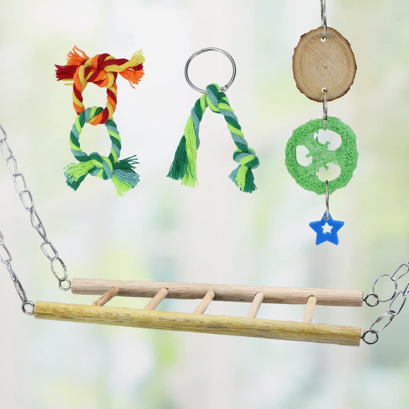 Litewoo Bird Ladder Toy Hanging Swing Natural Wood Hammock Toy for Small Parrot Parakeet Cockatiel African Grey Cockatoos Conure Finch Cage Accessories - Image 4